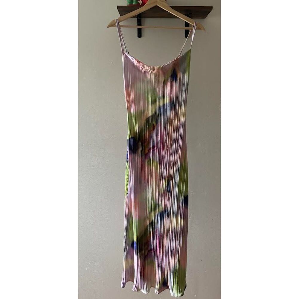 Multicolor Pastel Pleated Maxi Dress